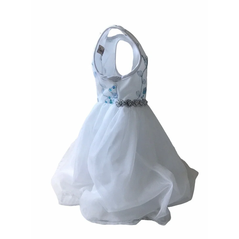 Purple Rose Baby‎ Sequined Mesh Jewel Sash Dress – White, 18M